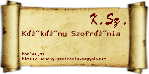 Kökény Szofrónia névjegykártya